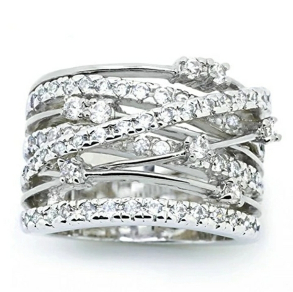 New Silver Wide Multilayer Ring - Picture 2 of 6